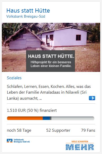 Crowdfunding-Aktion Haus statt Hütte der Volksbank Breisgau-Süd