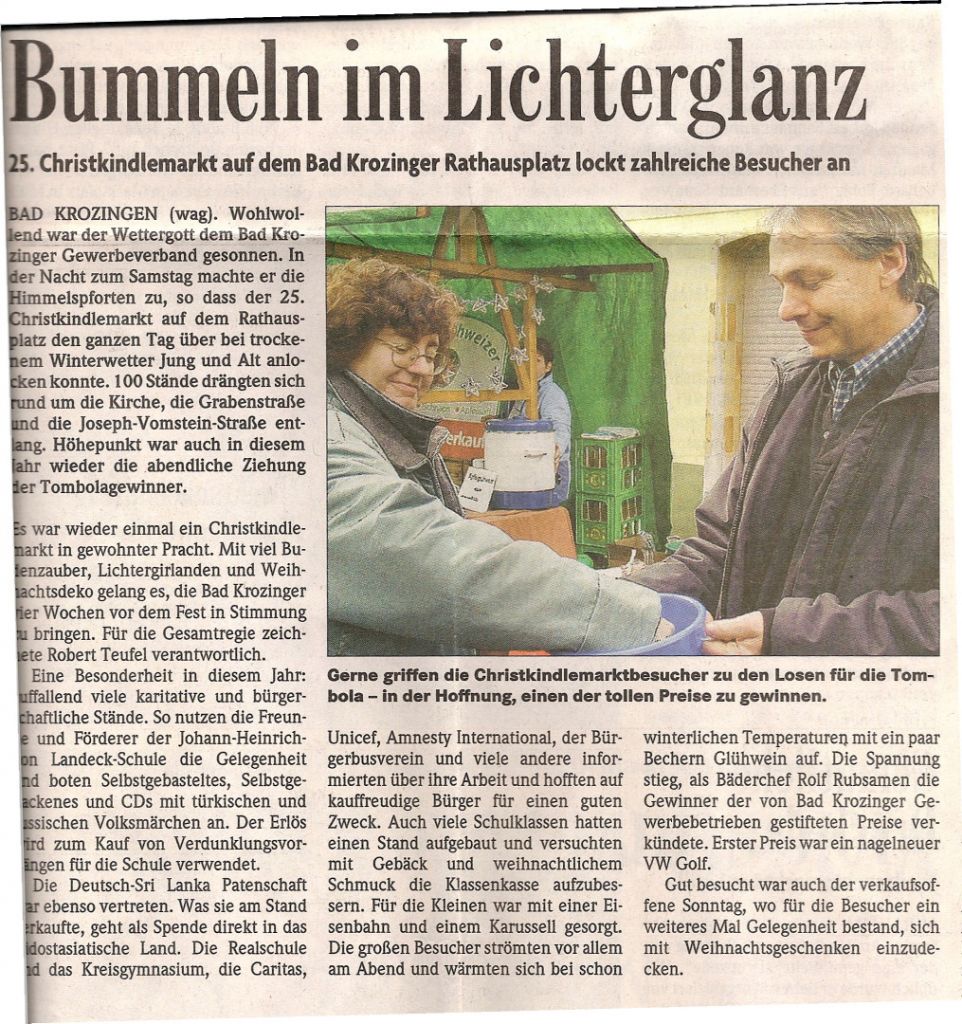 Bericht in der "Badischen Zeitung", Südlicher Breisgau.